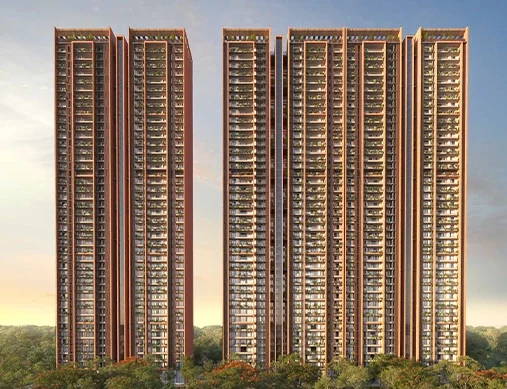 Front view of Sobha Aranya residential towers — artist’s impression