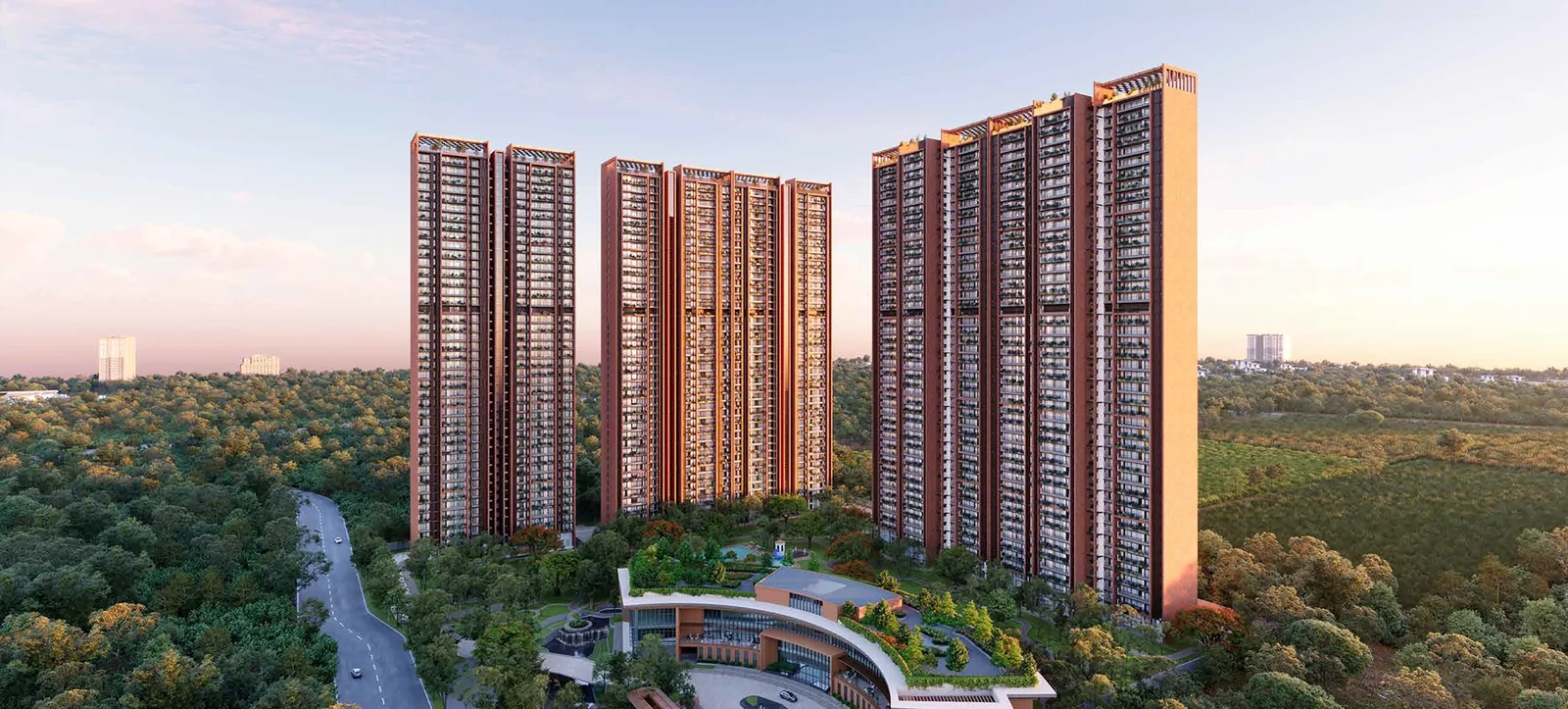 Sobha Aranya towers and landscaped grounds — artist’s impression